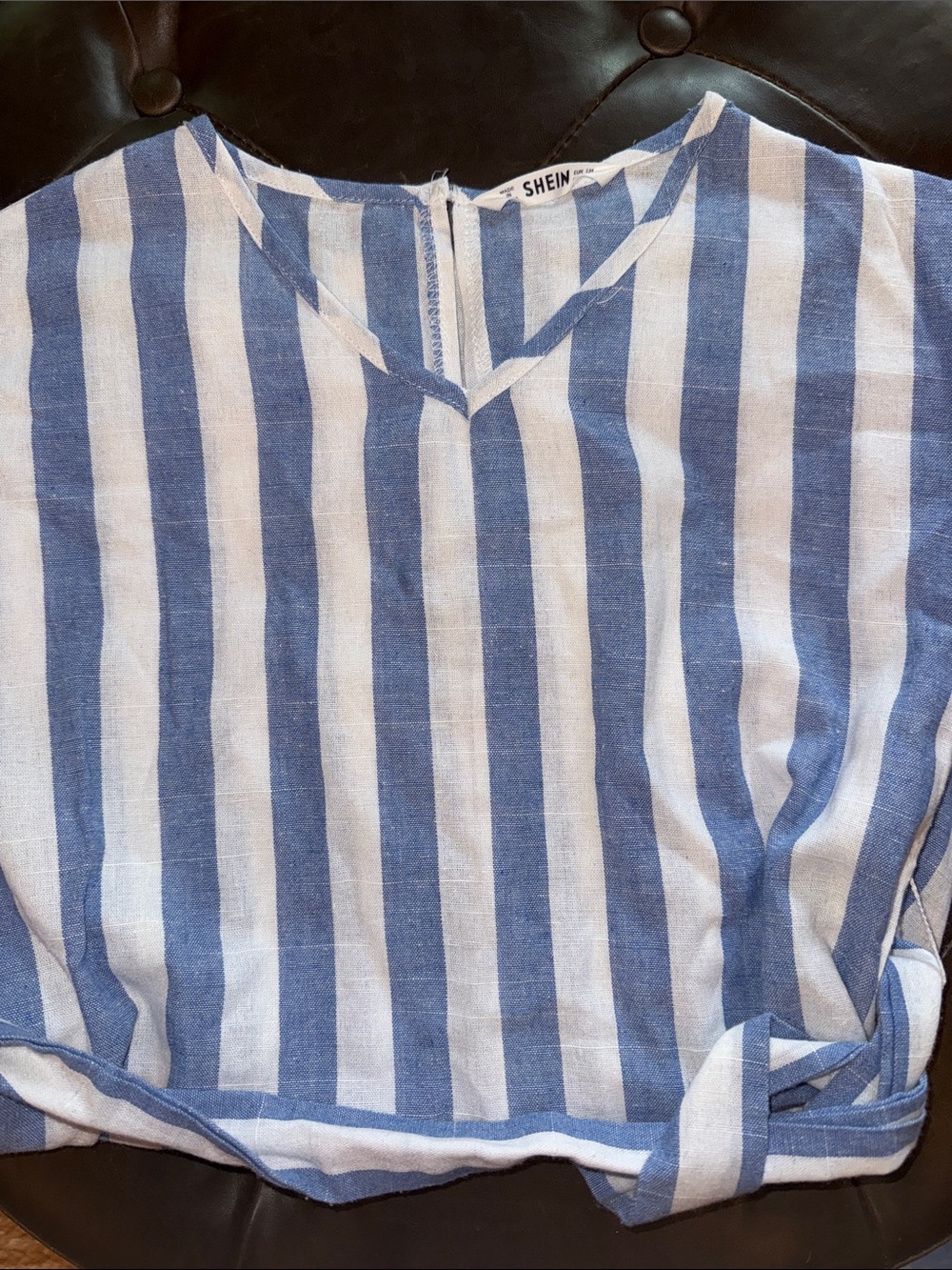 SHEIN Blue and White Striped Casual Kids Dress